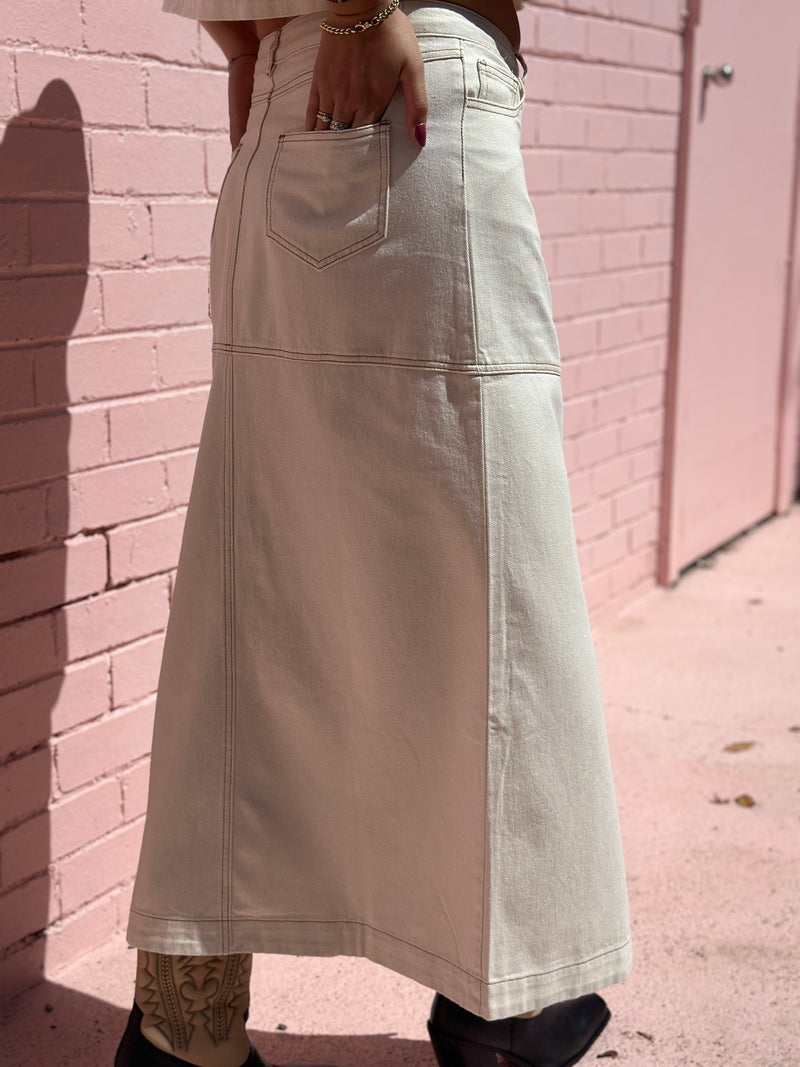 PRE:ORDER Harlem Denim Skirt - Cream