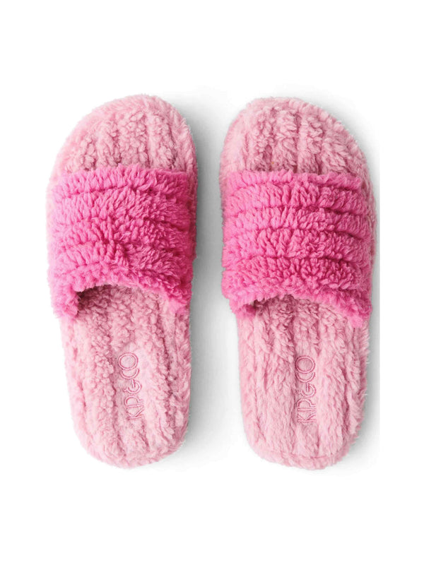 POOCHIE PINK QUILTED SHERPA ADULT SLIPPERS
