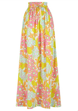Drawstring Maxi Skirt - En-Flowered