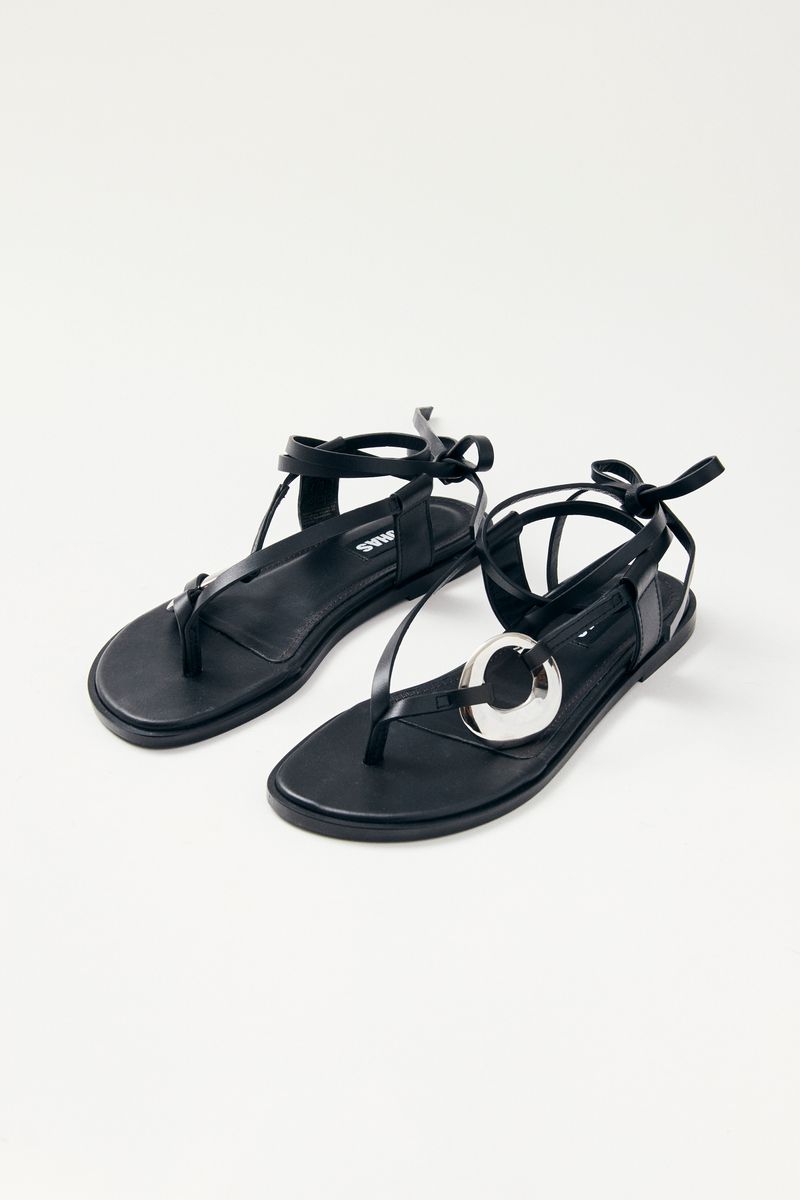 Morosia Black Leather Sandals