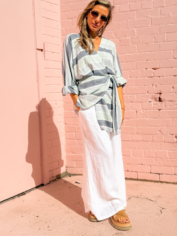 Positano Pant - White Linen