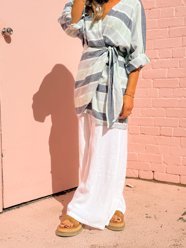 Positano Pant - White Linen