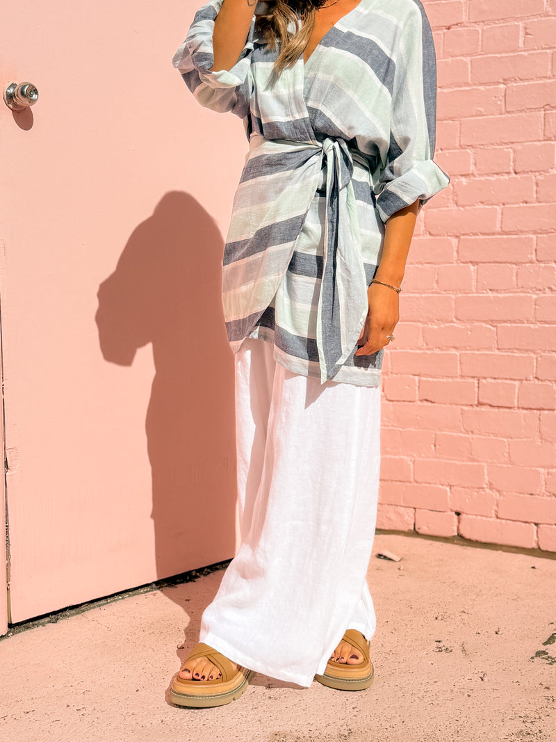 Positano Pant - White Linen
