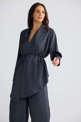 Kaleigh Wrap Top - Graphite