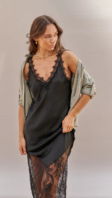 Solange Slip Dress - Black