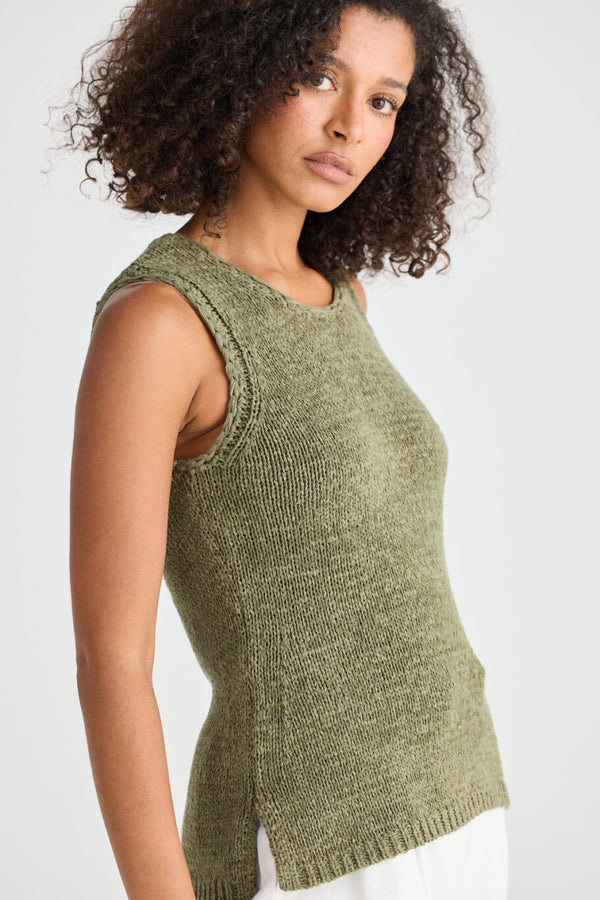 Saffron Knit Tank - Khaki