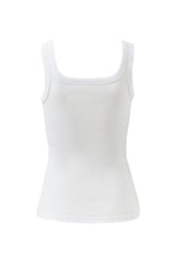 Zaeli Contour Rib Square Neck Tank - White
