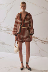 The Faye Shirt - Cherrywood Stripe