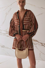 The Faye Shirt - Cherrywood Stripe