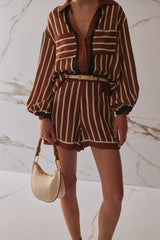 The Trista Shorts - Cherrywood Stripe