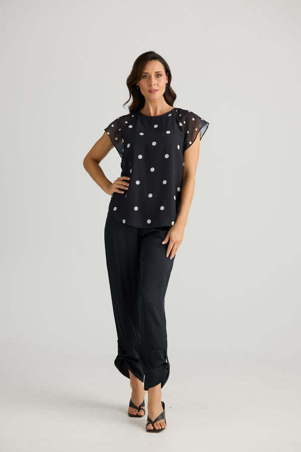 Boulevard Top - Black W White Spot