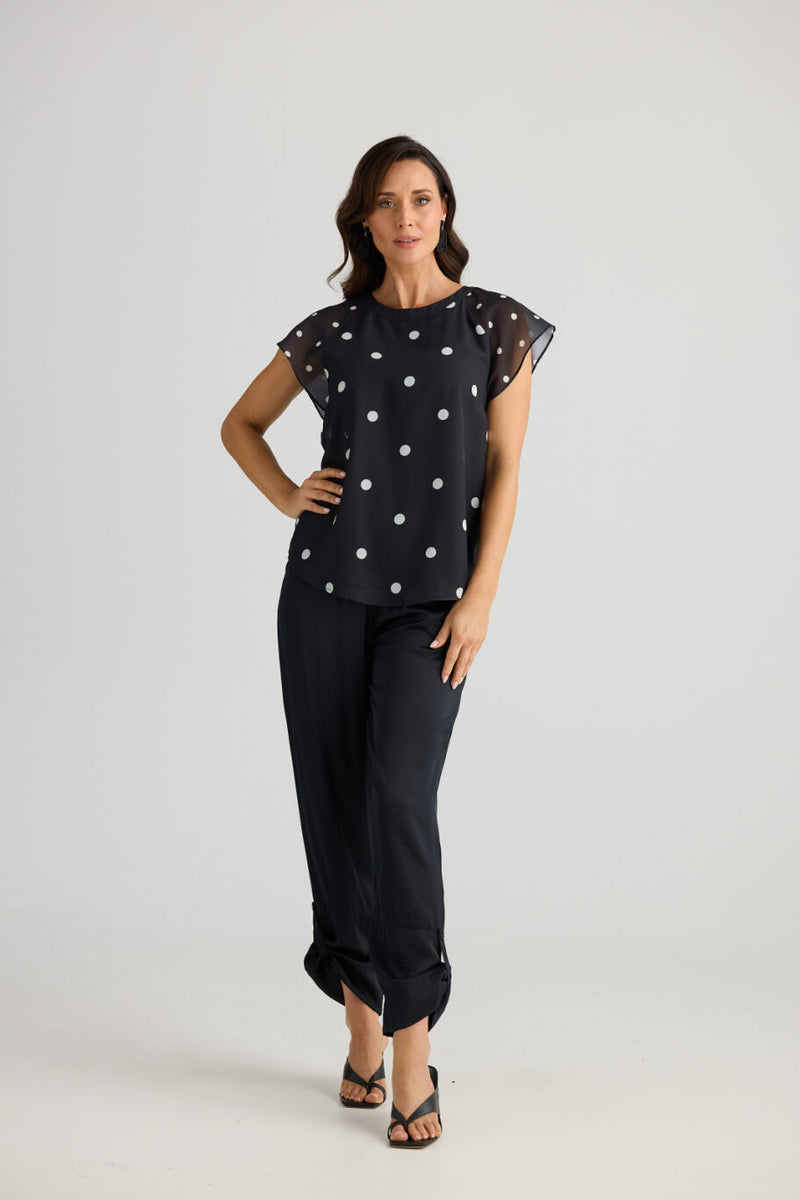 Boulevard Top - Black W White Spot