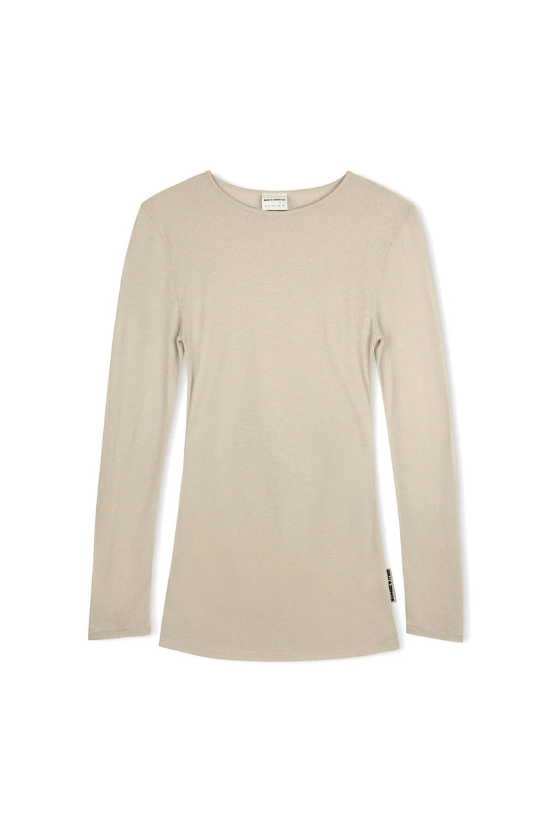 Rib Hemp Jersey Long Sleeve Top - Husk
