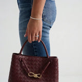 Chantel Burgundy Woven Handbag