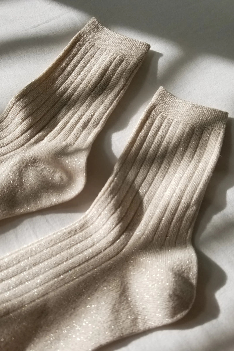 Her Socks - Ivory Gold Glitter