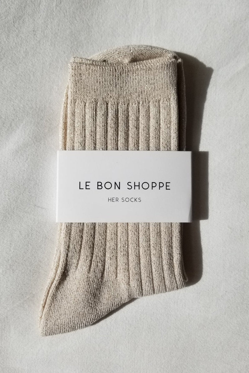 Her Socks - Ivory Gold Glitter
