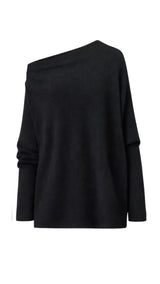 Natalie Asymmetric Sweater - Black