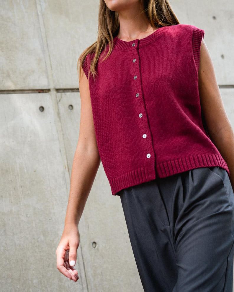 Felix Knit Vest - Wine