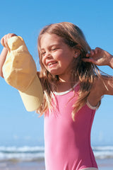 Mini Stripe Rib Scoop One Piece - Shell Pink