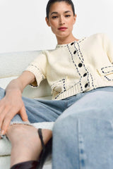 Bouclé cardigan - Pearl white