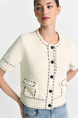 Bouclé cardigan - Pearl white