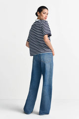 Striped polo shirt with flowers