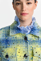 Checked bouclé shirt jacket