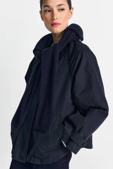 Trench jacket with corduroy collar
