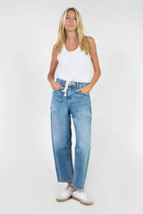 Madie Barrel Leg Jean - Light Blue