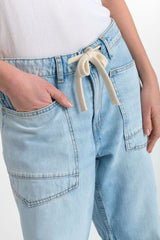 Madie Barrel Leg Jean - Light Blue
