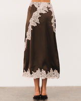 Arlia Lace Midi Skirt - Choc