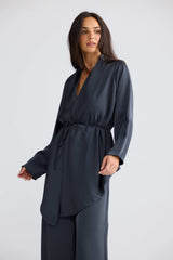 Kaleigh Wrap Top - Graphite