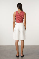 Cotton Blend Knit Top - Berry