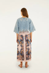 Sea Garden Scarf Pleated Maxi Skirt - Soft Pink