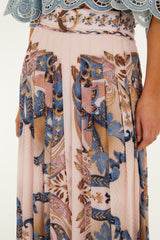 Sea Garden Scarf Pleated Maxi Skirt - Soft Pink
