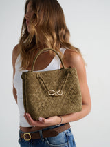 Chantel Olive Woven Handbag