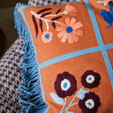 Mira Embroidered Cushion - Cinnamon
