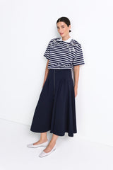 Striped polo shirt with flowers