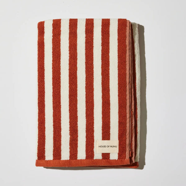Bath Towel in Red Ochre Stripe