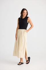 Daphne Dress - Ecru w Black