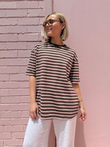 Mimi Stripe Tee - Pink/Choc