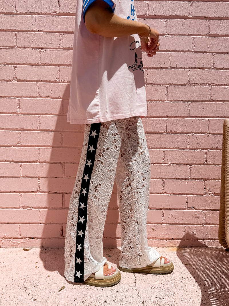Star Lace Pant - White