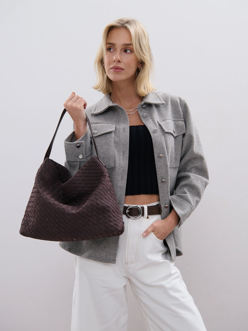 Calla Woven Handbag in Brown