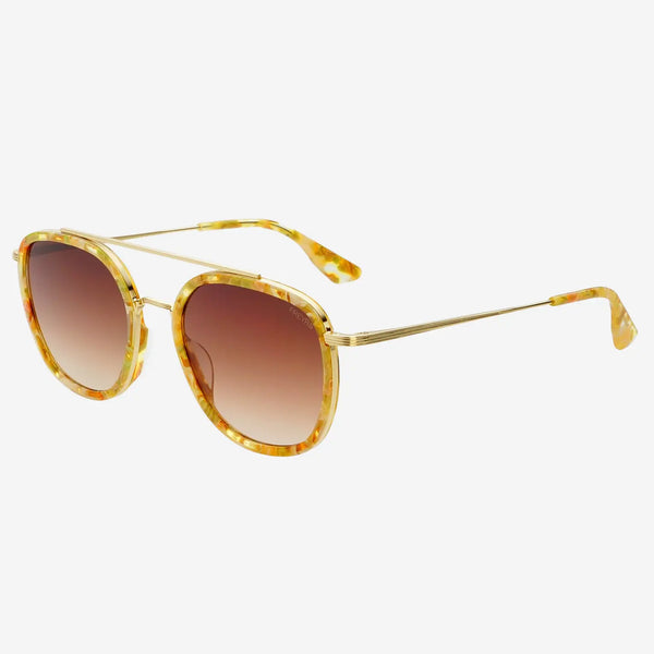 Weston Acetate Round Unisex Sunglasses - Yellow Tortoise