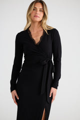 Brigitte Wrap Dress - Black