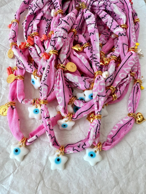 Bohemian Pink Bandana Necklace