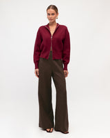 Zara Zip Up Knit Jacket - Wine