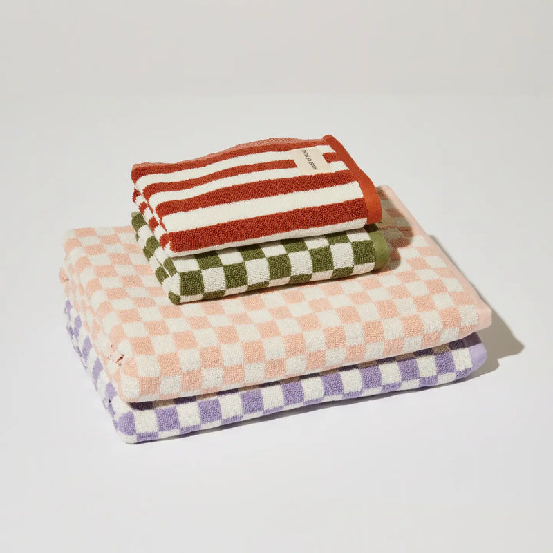 Bath Towel in Pink Check