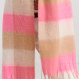 Neon Pink Checkered Fluffy Scarf