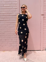 The Harper Maxi - Black Polka Dot